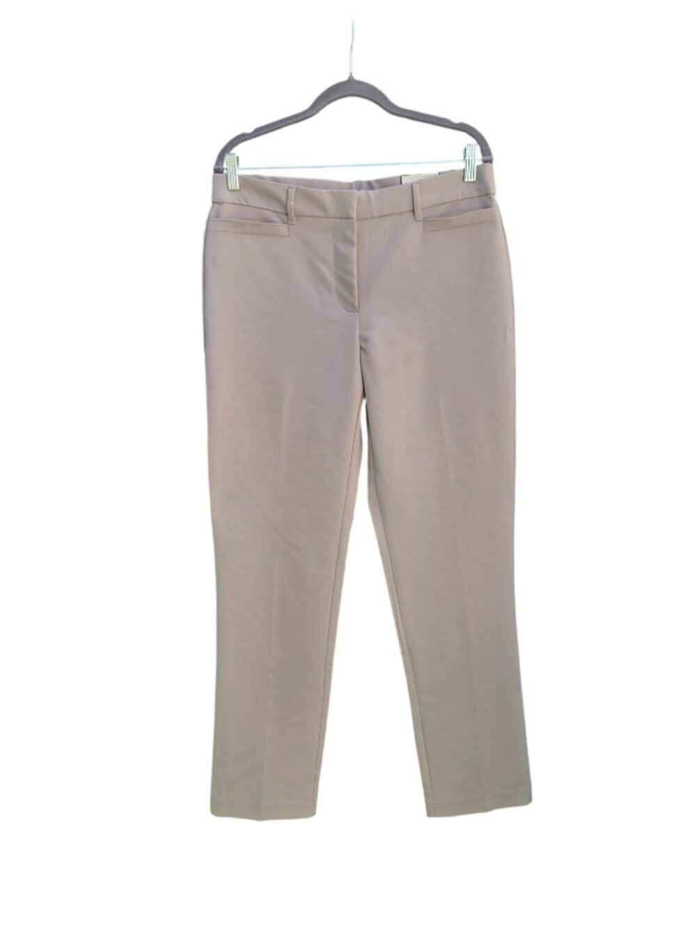 Dana Buchman Straight-Leg Beige Mid-Rise Pants Size 8 With Belt Loops & Pockets